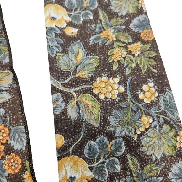 Vintage 90s Handmade Handcrafted Floral Patterned Brown Square Napkins Set 2 MCM - Picture 3 of 3